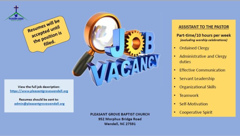 Assistant to the Pastor Job Posting - Open Until Filled