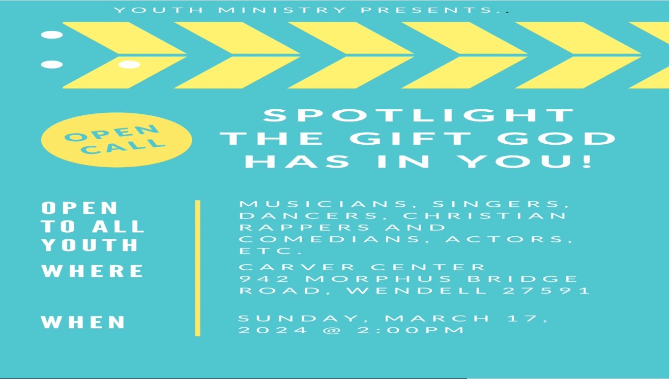 Youth - Spotlight on the Gift God Has In You, Sunday, March 17, 2024, 2:00 pm